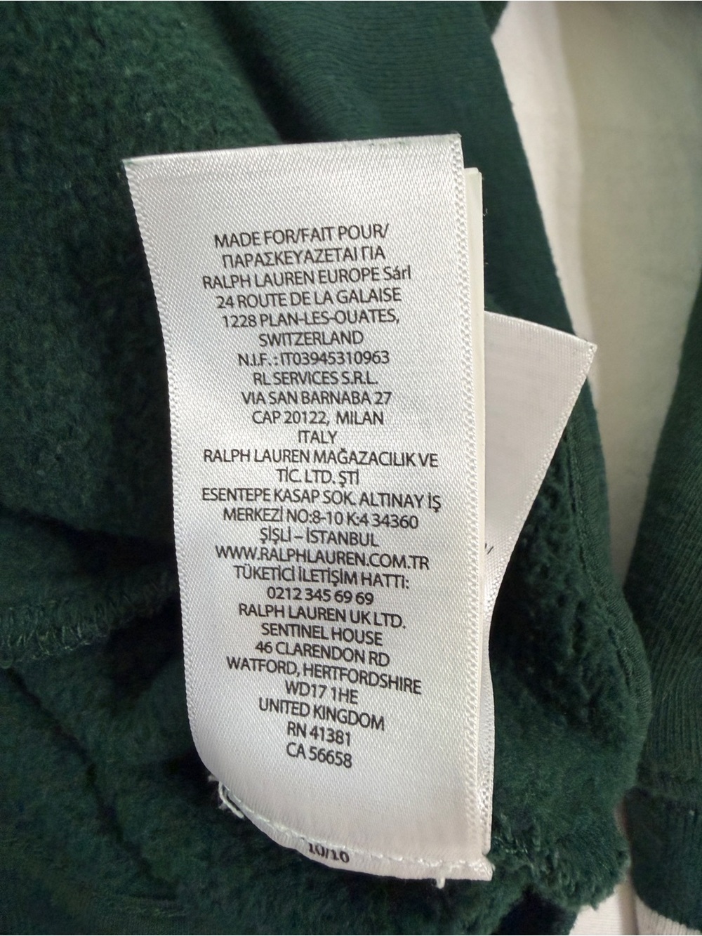 Polo by Ralph Lauren Dark Green baseball Jacket with Stripe Ribbing - Picture 7 of 9